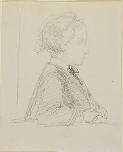 子供のプロフィールスケッチ、1858年（オフホワイトの織り紙に鉛筆） 作： James Abbott McNeill Whistler